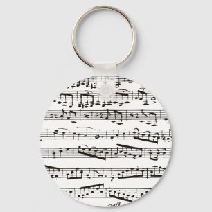 Black and white musical notes keychain