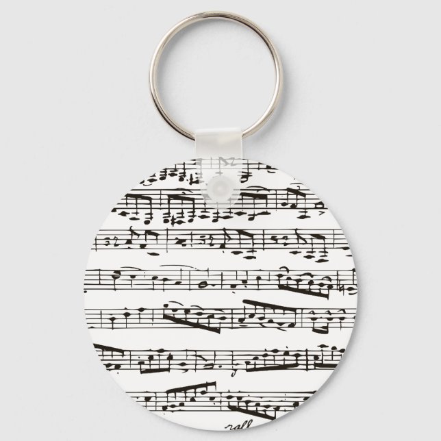 Black and white musical notes keychain (Front)