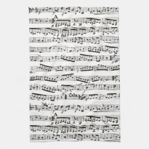 Black and white musical notes kitchen towel