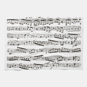Black and white musical notes kitchen towel
