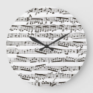 Black and white musical notes large clock
