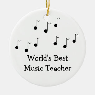 Black and White Musical Notes Teacher Ceramic Ornament