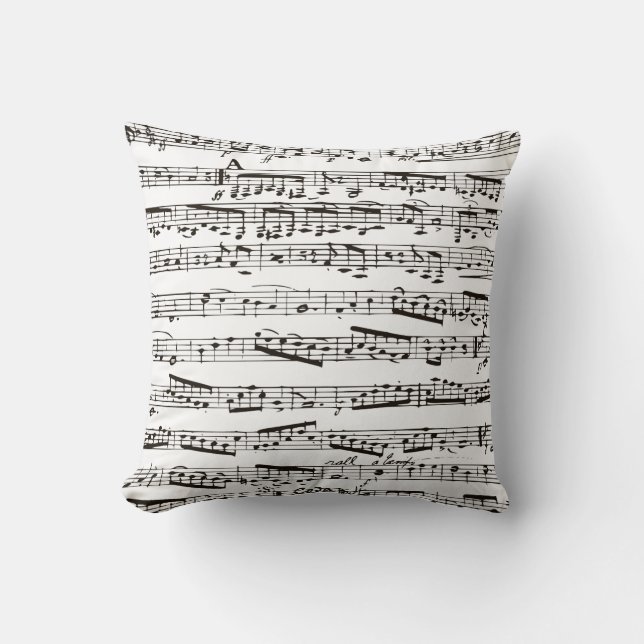 Black and white musical notes throw pillow (Front)