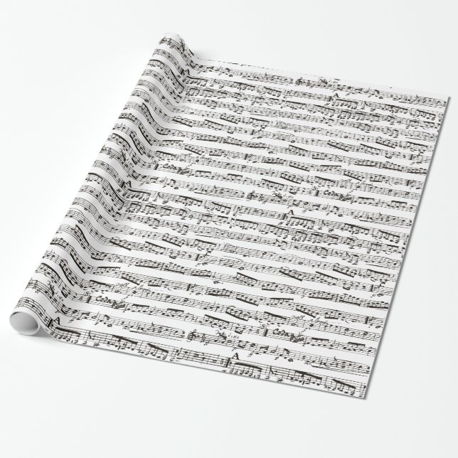 Black and white musical notes wrapping paper (Unrolled)