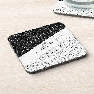 Black and white musical personalized coaster