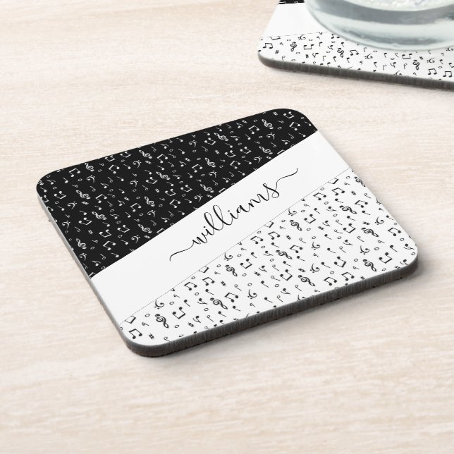 Black and white musical personalized   coaster (Left Side)