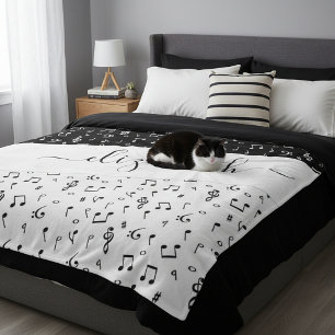 Black and white musical personalized fleece blanket