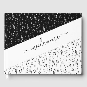 Black and white musical personalized guest book