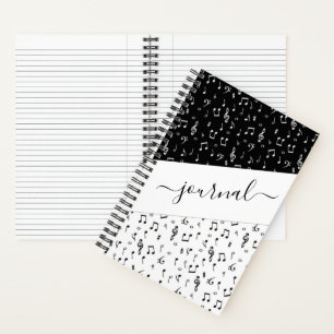 Black and white musical personalized journal