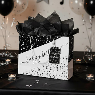 Black and white musical personalized  large gift bag