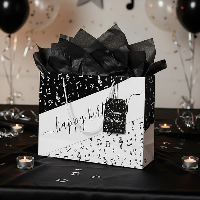 Black and white musical personalized  large gift bag (Creator Uploaded)