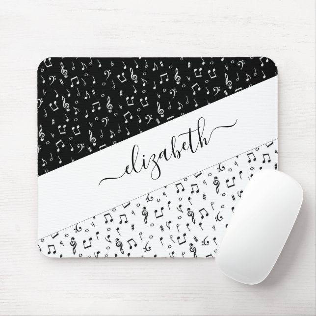 Black and white musical personalized   mouse pad (With Mouse)