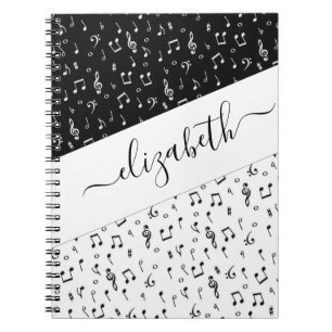 Black and white musical personalized  notebook