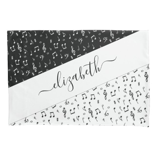 Black and white musical personalized   pillowcase (Front)