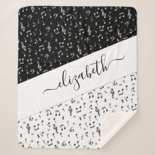 Black and white musical personalized   sherpa blanket