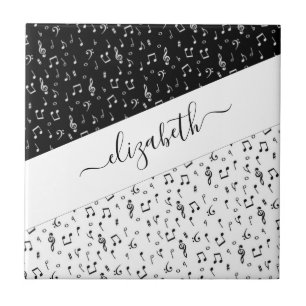 Black and white musical personalized   tile