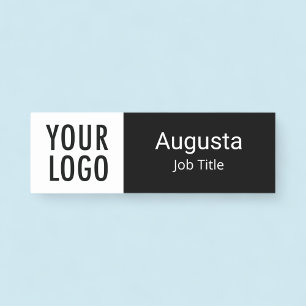Black and White Name Tag Company Logo Professional