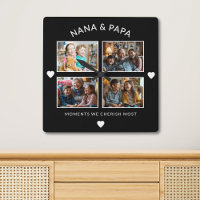 Black And White Nana Papa 4 Photo Grandparent Gift