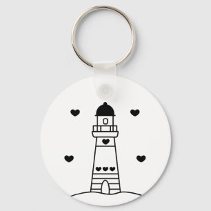 Black and White Nautical Lighthouse girly Keychain