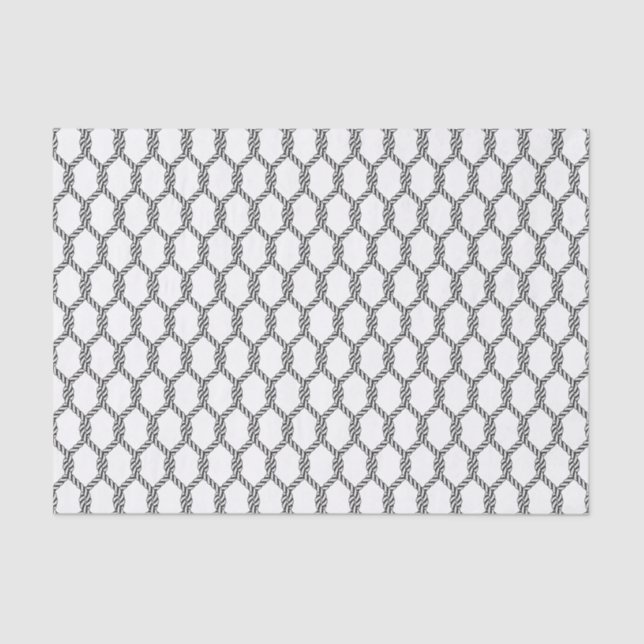 Black And White Nautical Rope Pattern Tissue Paper (Front)