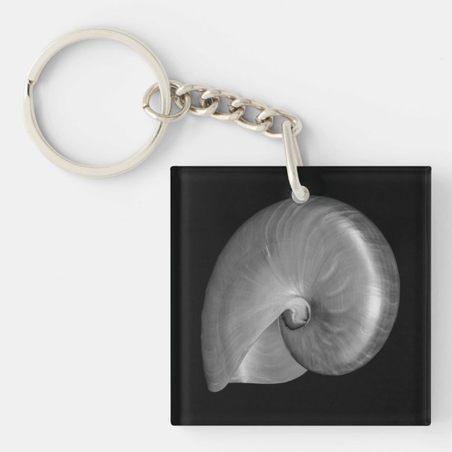 Black and White Nautilus Shell Keychain (Front)