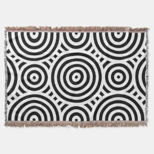 Black and White Nested Circular Pattern Throw Blanket