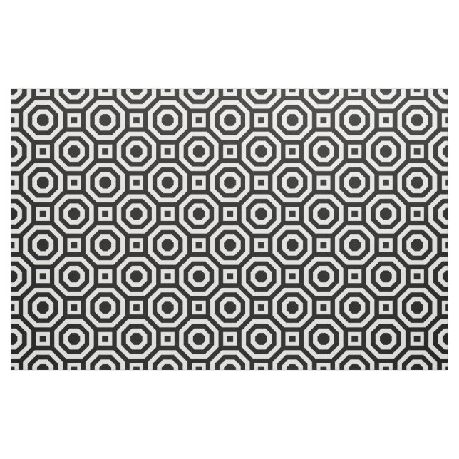 Black and White Nested Octagon Fabric (Fat Quarter)