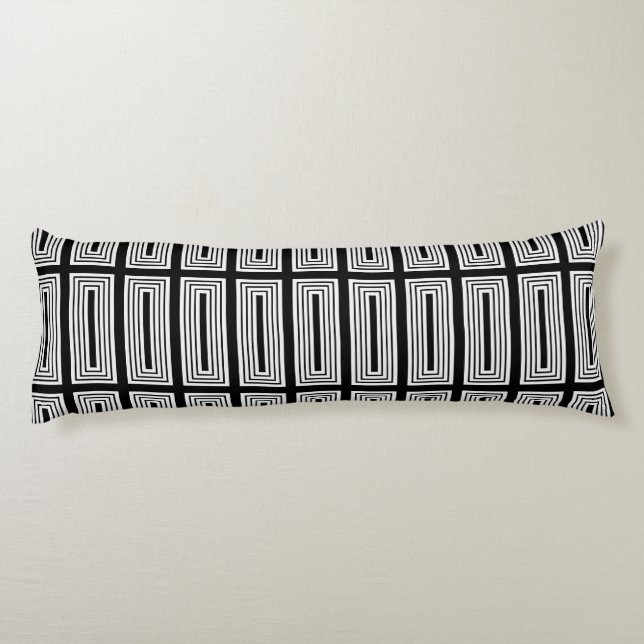 Black and White Nested Rectangles Body Pillow (Back)