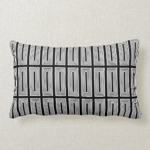 Black and White Nested Rectangles Lumbar Pillow