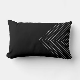 Black and White Nested Squares Lumbar Pillow