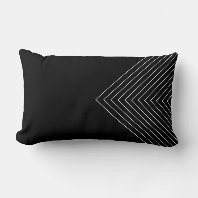 Black and White Nested Squares Lumbar Pillow (Front)