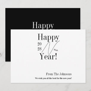 Black and White New Year's Eve Holiday Card