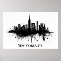 Black and White New York City Skyline Poster