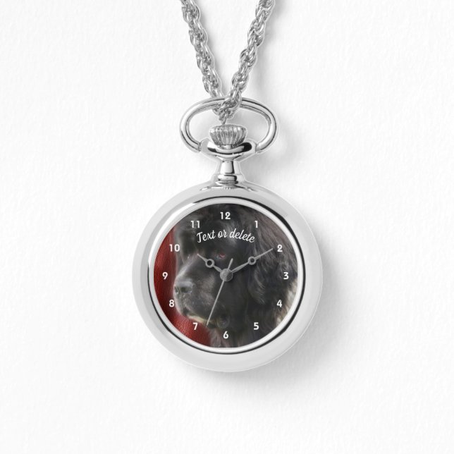 Black And White Newfoundland Dog Personalized Watch (Front)