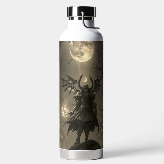 black and white night demon printed water bottle (Left)