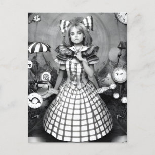 Black and White Nightmare in Wonderland Postcard