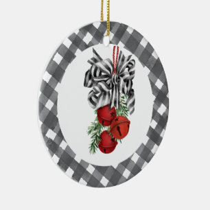 Black and White Noël Ceramic Ornament