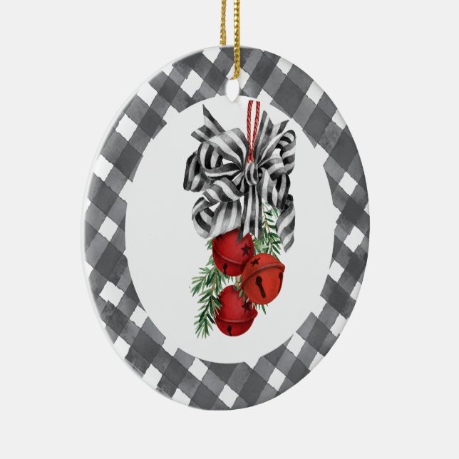 Black and White Noël  Ceramic Ornament (Right)