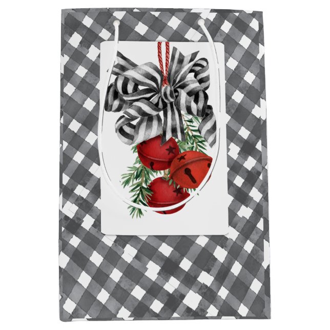 Black and White Noël Simple Medium Gift Bag (Front)
