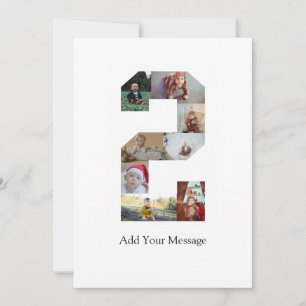 Black and White Number 2 Photo Collage Announcement