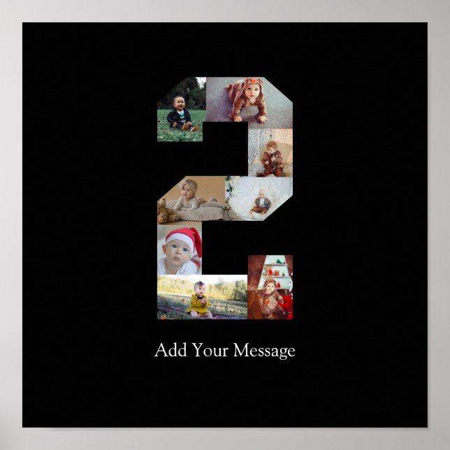 Black and White Number 2 Photo Collage Poster (Front)