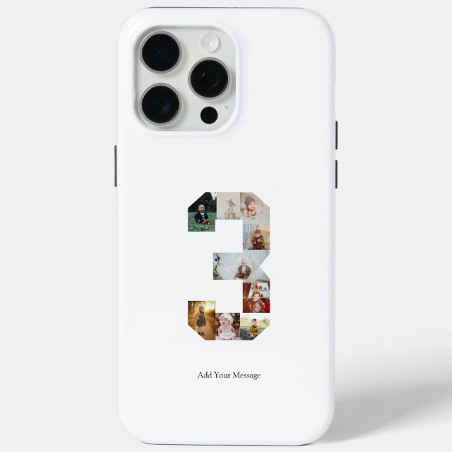 Black and White Number 3 Photo Collage Case-Mate iPhone Case (Back)