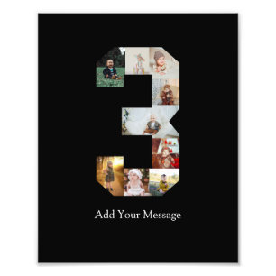 Black and White Number 3 Photo Collage Print