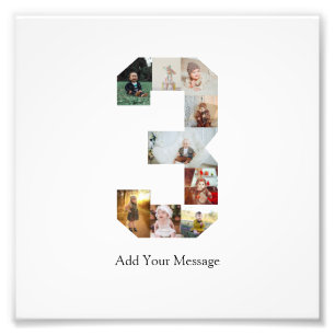 Black and White Number 3 Photo Collage Print