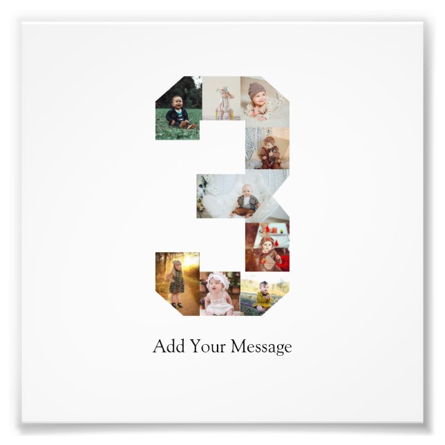 Black and White Number 3 Photo Collage Print (Front)