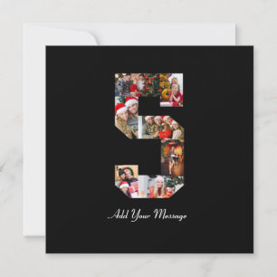 Black and White Number 5 Photo Collage Holiday Card