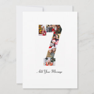 Black and White Number 7 Photo Collage Card