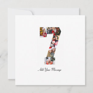 Black and White Number 7 Photo Collage Holiday Card