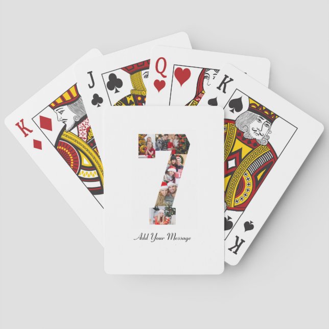 Black and White Number 7 Photo Collage Playing Cards (Back)