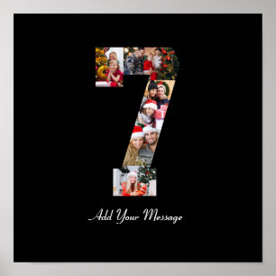 Black and White Number 7 Photo Collage Poster